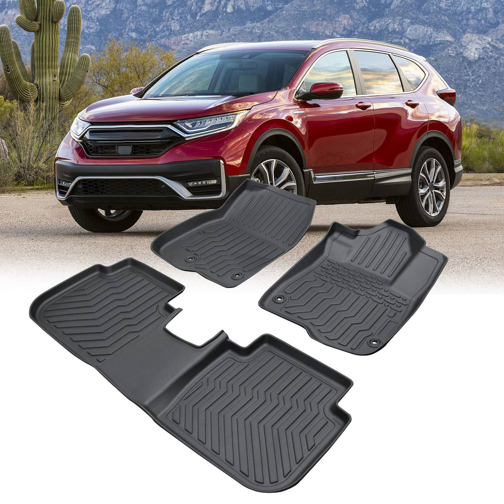 Car Floor Mats For 2023 CRV Hybrid Black All-Weather TPE Rubber Car Mats