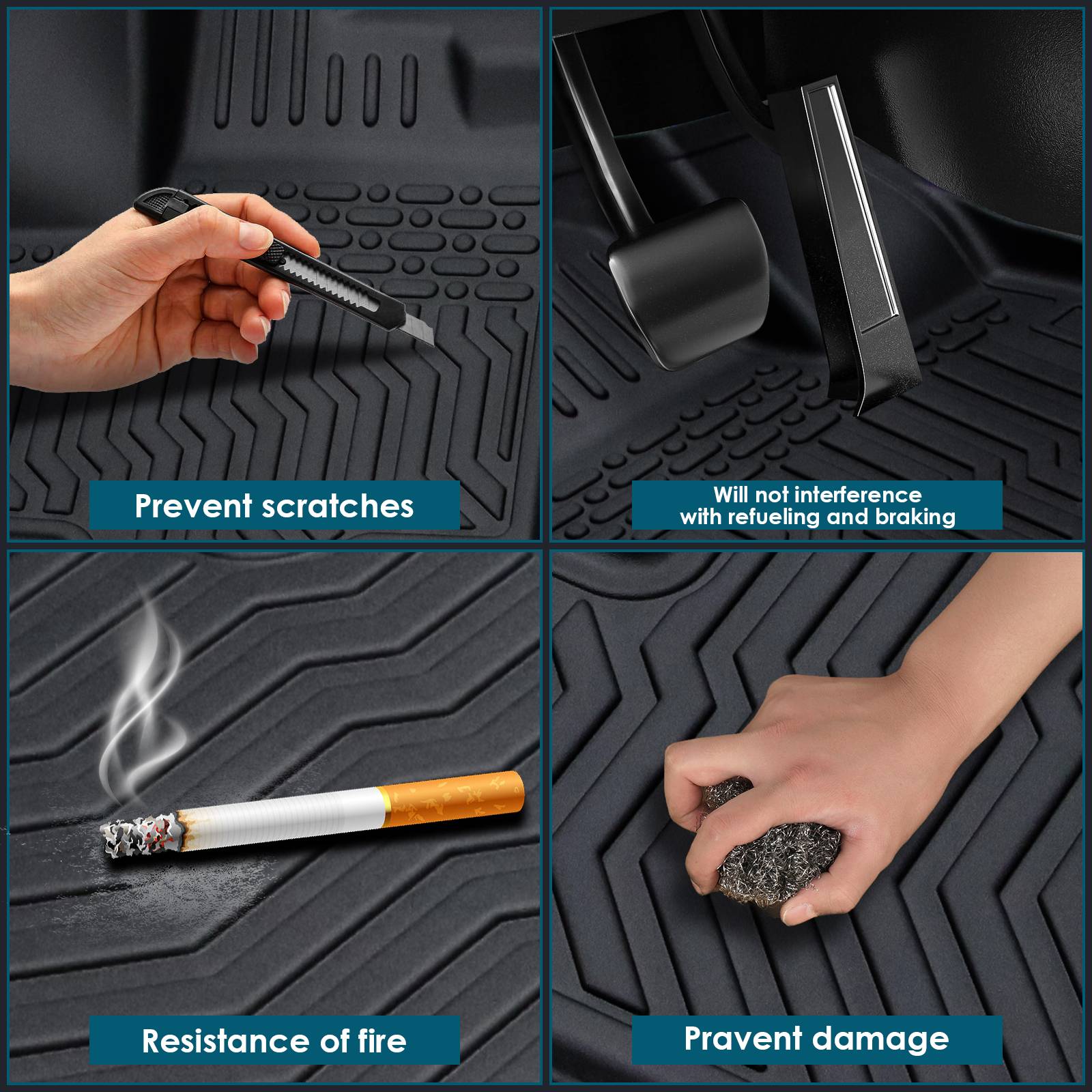 Car Floor Mats For 2023 CRV Hybrid Black All-Weather TPE Rubber Car Mats