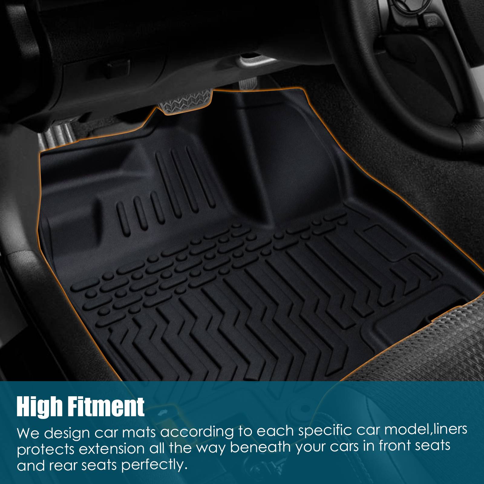 Car Floor Mats For 2023 CRV Hybrid Black All-Weather TPE Rubber Car Mats
